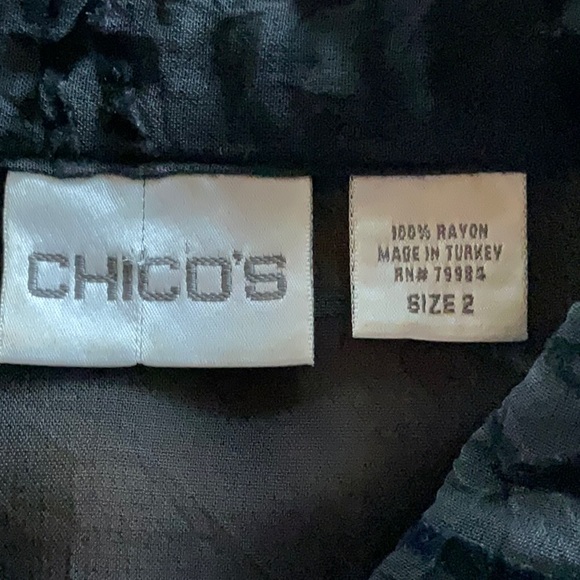 Chico’s Sheer Crepe Black Button-Up Shirt - Picture 3 of 4